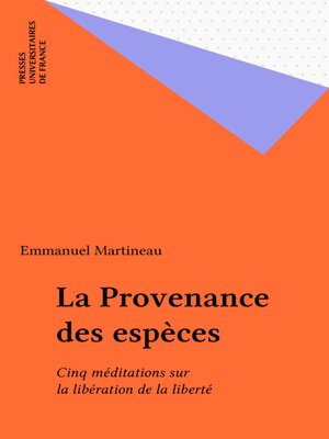 cover image of La Provenance des espèces